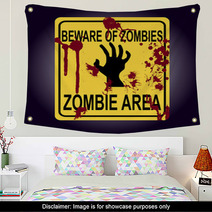 Sign Of Zombie Area Zombie Hand Silhouette Wall Art 106789739