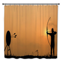 Silhouette Archery Shoots A Bow At The Target Bath Decor 63095728