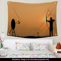 Silhouette Archery Shoots A Bow At The Target Wall Art 63095728