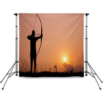 Silhouette Archery Shoots A Bow Backdrops 63095588