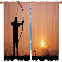 Silhouette Archery Shoots A Bow Window Curtains 63095588