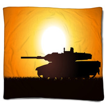 Silhouette Illustration Of A Heavy Artillery Blankets 43749396