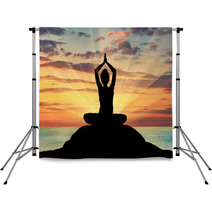 Silhouette Of A Girl Practicing Yoga Backdrops 102157373