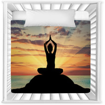 Silhouette Of A Girl Practicing Yoga Nursery Decor 102157373