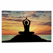 Silhouette Of A Girl Practicing Yoga Rugs 102157373