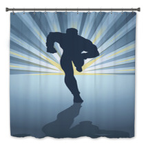 Silhouette Of A Male Figure Running In Front Of Light Burst Bath Decor 68304302
