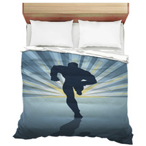 Silhouette Of A Male Figure Running In Front Of Light Burst Bedding 68304302