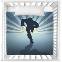 Silhouette Of A Male Figure Running In Front Of Light Burst Nursery Decor 68304302