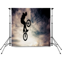 Silhouette Of A Man Doing An Jump With A Bmx Bike Backdrops 57935081