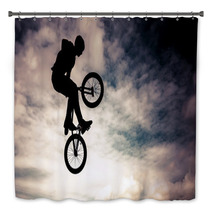 Silhouette Of A Man Doing An Jump With A Bmx Bike Bath Decor 57935081