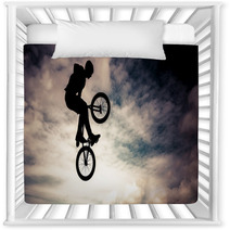 Silhouette Of A Man Doing An Jump With A Bmx Bike Nursery Decor 57935081
