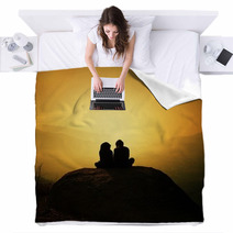 Silhouette Of Couple Blankets 63848047