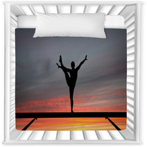 Silhouette Of Female Gymnast On Balance Beam In Sunset Nursery Decor 42661355