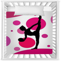 Silhouette Of Girl Doing Rhythmic Gymnastics Exercises With Ball Over Abstract Background Nursery Decor 119790683