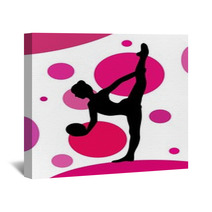 Silhouette Of Girl Doing Rhythmic Gymnastics Exercises With Ball Over Abstract Background Wall Art 119790683