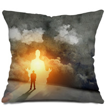 Silhouette Of Meditating Man Pillows 53279862