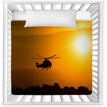 Silhouette Of Military Helicopter At Sunset Nursery Decor 85565041