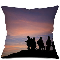 Silhouette Of Modern Troops In Middle East Silhouette Pillows 34163693