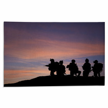 Silhouette Of Modern Troops In Middle East Silhouette Rugs 34163693