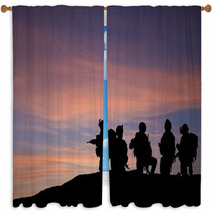 Silhouette Of Modern Troops In Middle East Silhouette Window Curtains 34163693