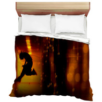 Silhouette Of Teenager Doing A Punk Jump  Bedding 3559231