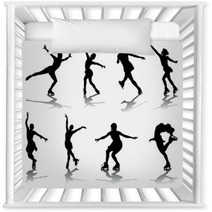 Silhouettes And Shadows Of Skating Vector Nursery Decor 59786998