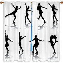 Silhouettes And Shadows Of Skating Vector Window Curtains 59786998