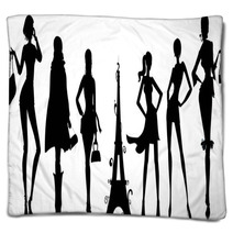 Silhouettes De Femmes Parisiennes Blankets 35657451