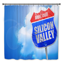 Silicon Valley 3d Rendering Blue Street Sign Bath Decor 117080922