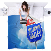 Silicon Valley 3d Rendering Blue Street Sign Blankets 117080922