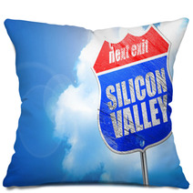 Silicon Valley 3d Rendering Blue Street Sign Pillows 117080922