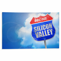 Silicon Valley 3d Rendering Blue Street Sign Rugs 117080922