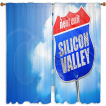 Silicon Valley 3d Rendering Blue Street Sign Window Curtains 117080922