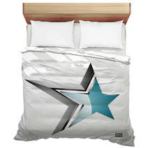 Silver And Blue 3D Star  Bedding 55874383