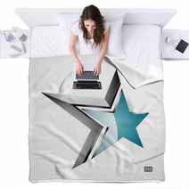 Silver And Blue 3D Star  Blankets 55874383