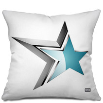 Silver And Blue 3D Star  Pillows 55874383