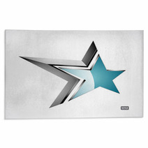 Silver And Blue 3D Star  Rugs 55874383