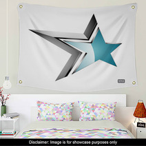 Silver And Blue 3D Star  Wall Art 55874383