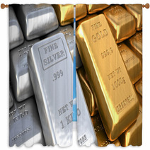 Silver Ingot And  Gold Bullion. Finance Illustration Window Curtains 70986637