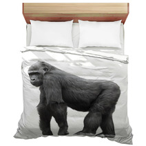 Silverback Gorilla Isolated On White Background Bedding 54061358