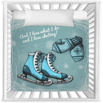 Skate And Knitted Wool Mittens Poster Nursery Decor 63606704