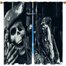 Skeleton Pirates Portrait Window Curtains 52393846