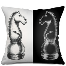 Sketch Illustration Of A Chess Knight Piece Pillows 64280206