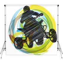 Sketch Of Sportsman Riding Quad Bike Backdrops 35764305