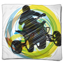 Sketch Of Sportsman Riding Quad Bike Blankets 35764305