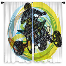Sketch Of Sportsman Riding Quad Bike Window Curtains 35764305