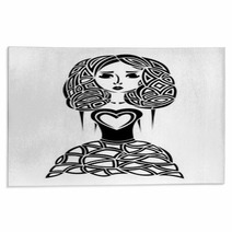 Sketch Of The Girl Sinister Woman Without Hands Hand Drawn Little Witch Figure For Halloween Vector Illustration Eps10 Rugs 122587129