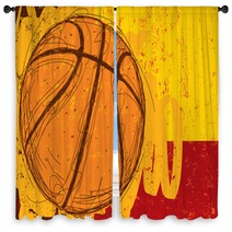 Sketchy Basketball Background Window Curtains 77975961