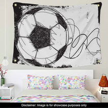 Sketchy Soccer Ball Background Wall Art 79324389