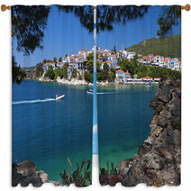 Skiathos Island In Greece. View Of Plakes Area. Window Curtains 53811652